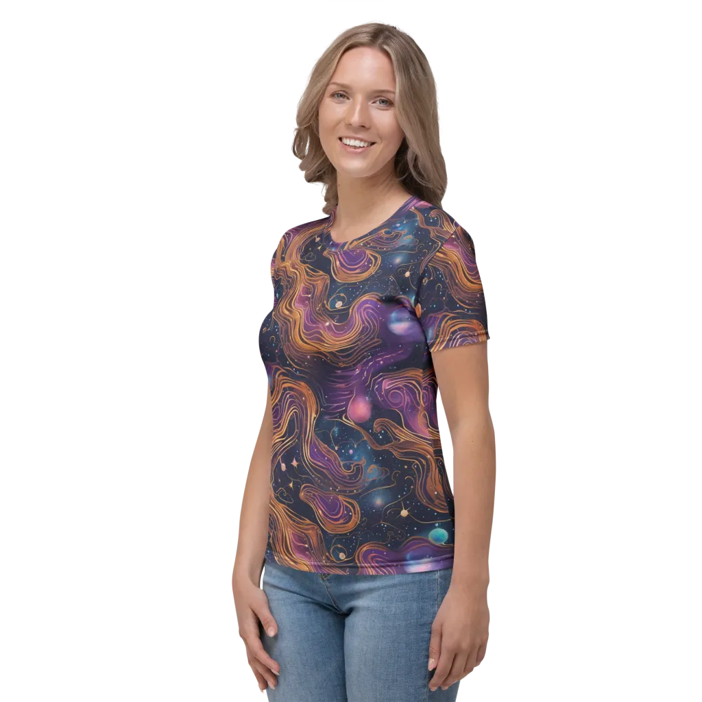 Orbiting Velvet on Women's Crew Neck T-Shirt — Left
