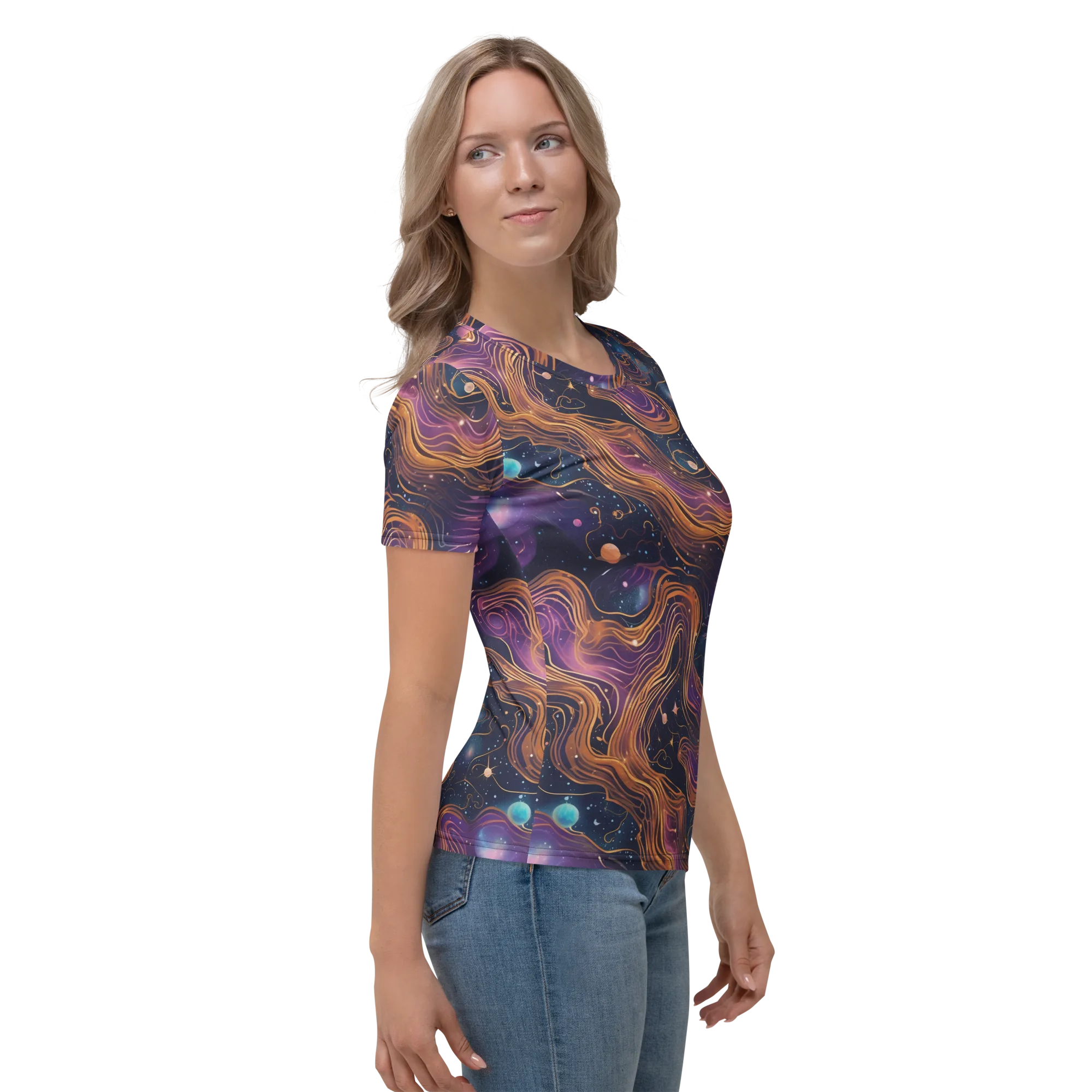 Orbiting Velvet on Women's Crew Neck T-Shirt — Right