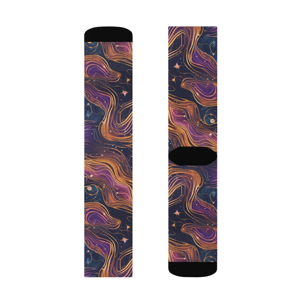 Orbiting Velvet on Socks — Left Sock