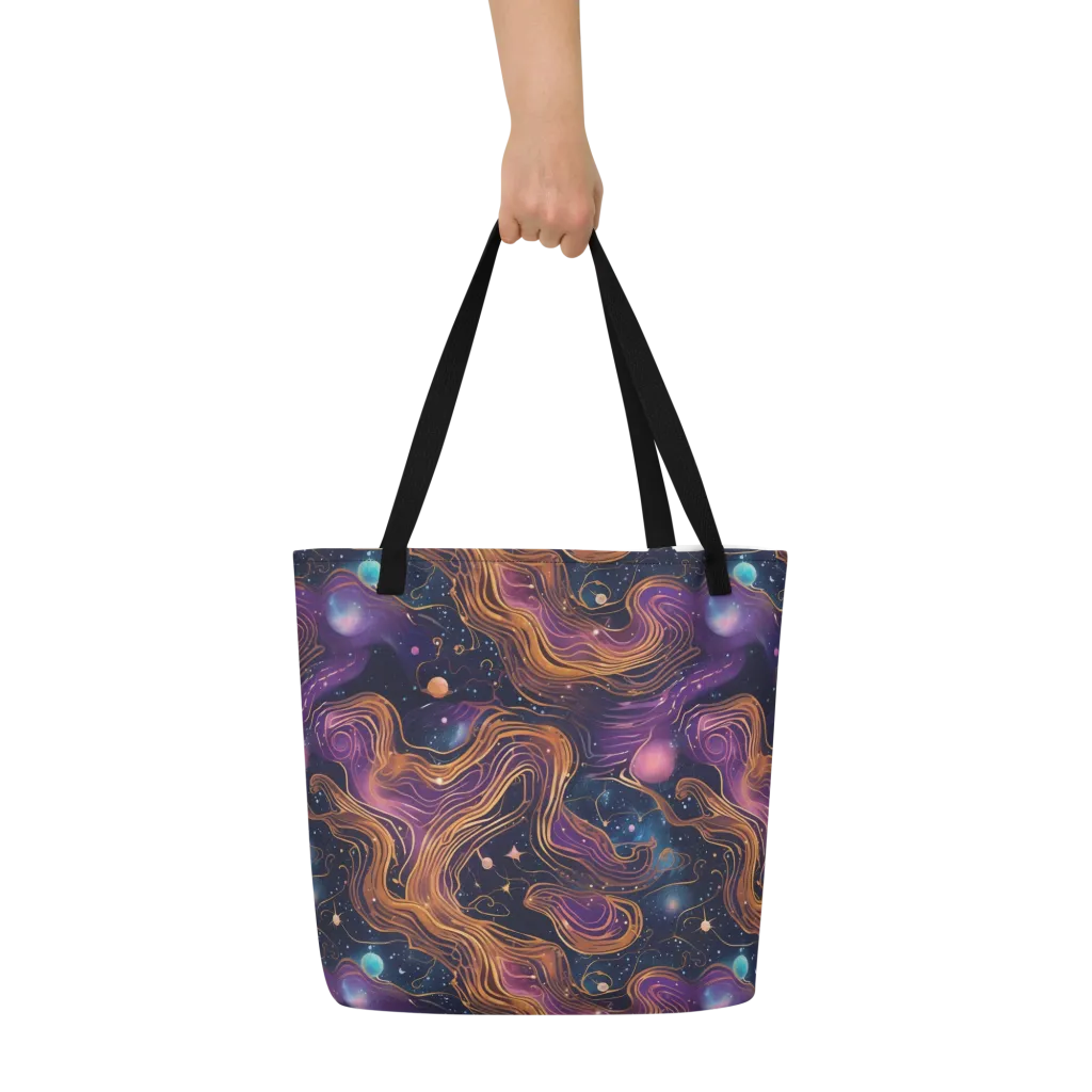 Orbiting Velvet on Large Tote Bag W/ Pocket — Front
