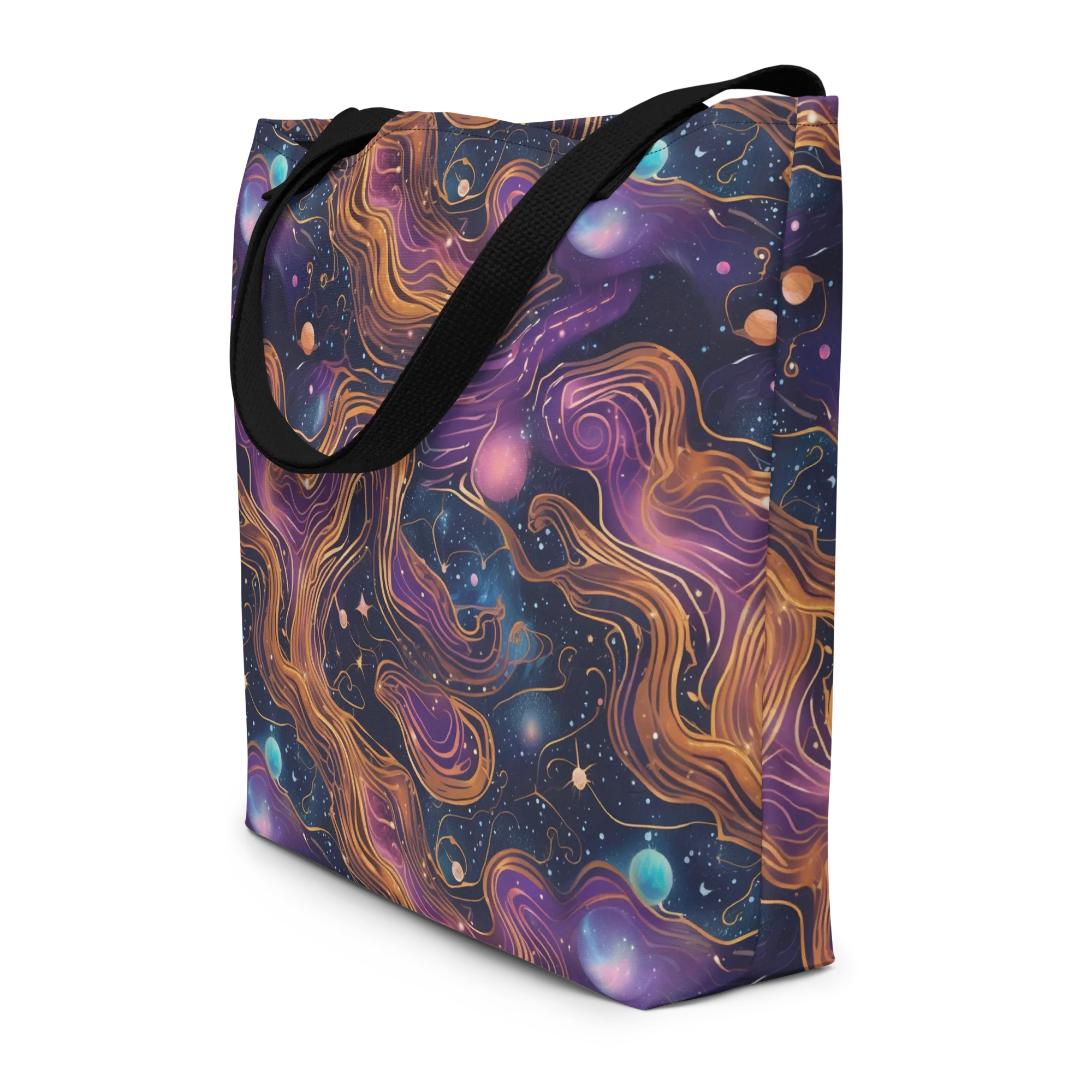 Orbiting Velvet on Large Tote Bag W/ Pocket — Front