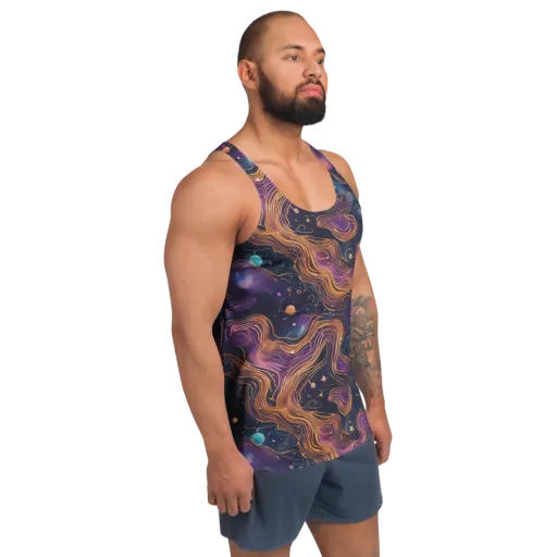 Orbiting Velvet on a Men's Tank Top