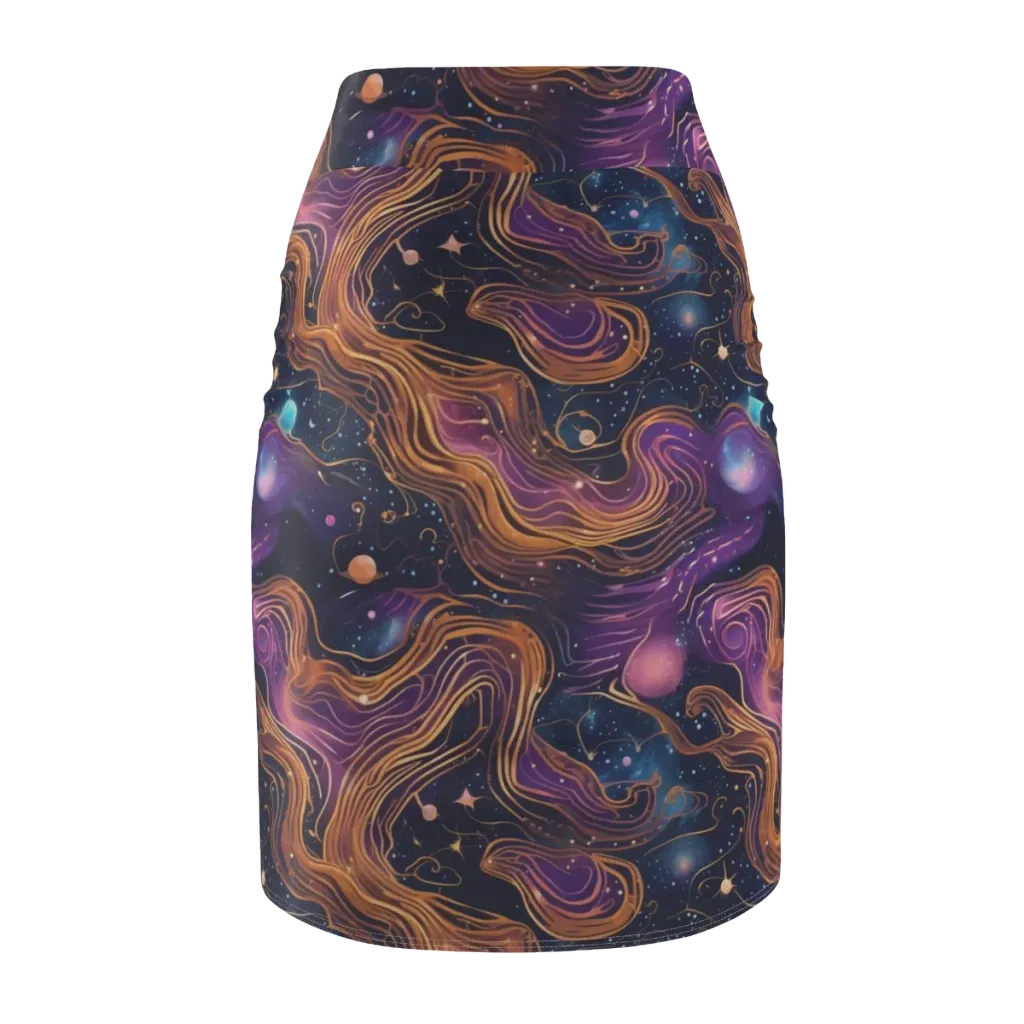 Orbiting Velvet on Pencil Skirt — Back