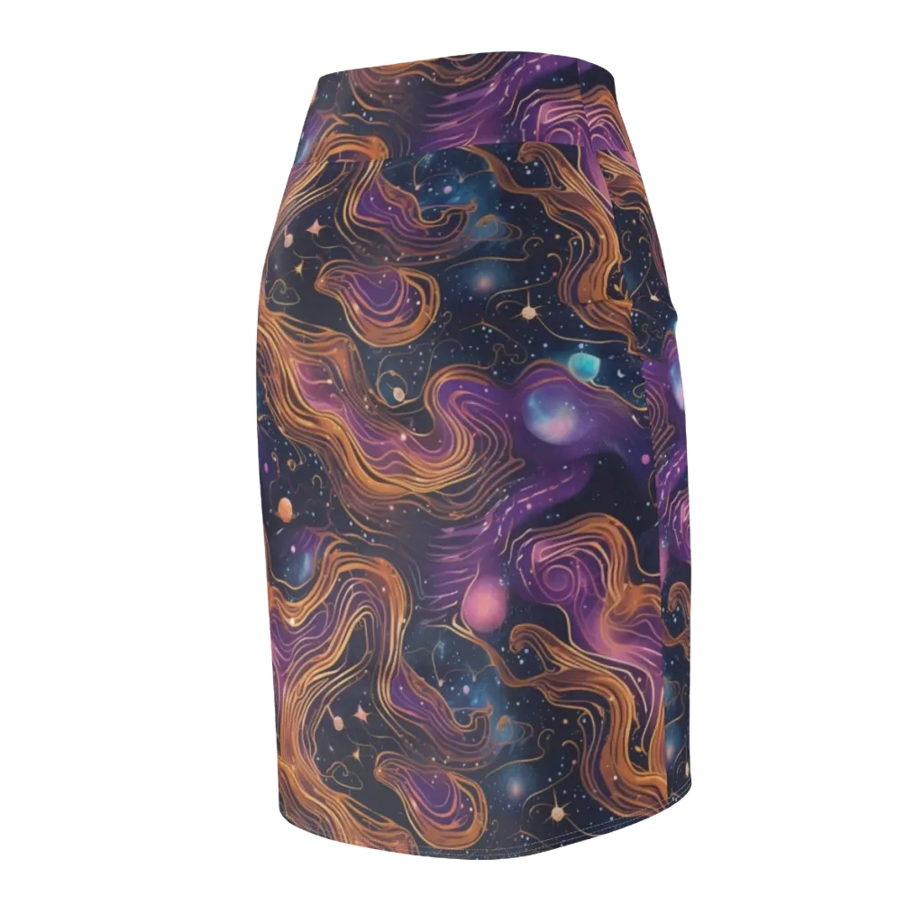 Orbiting Velvet on Pencil Skirt — Back Side