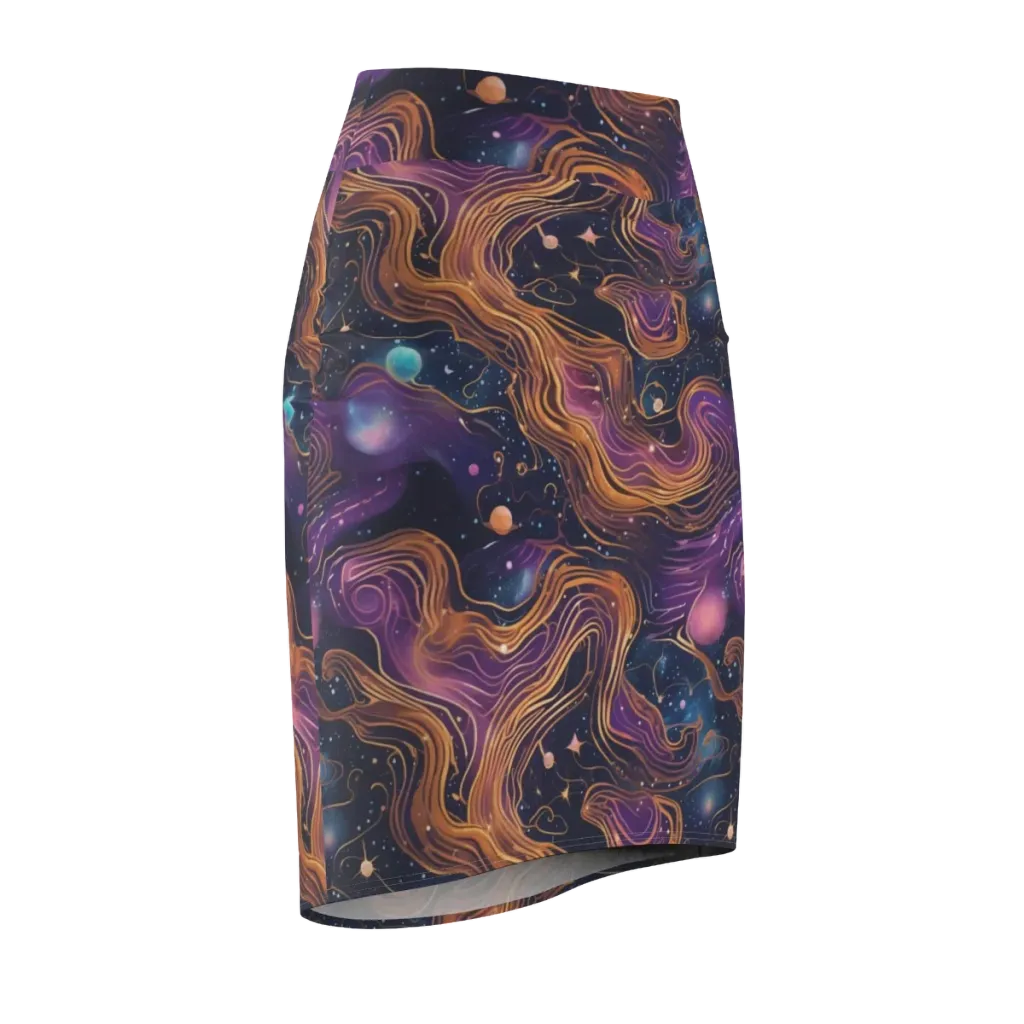 Orbiting Velvet on Pencil Skirt — Front Side