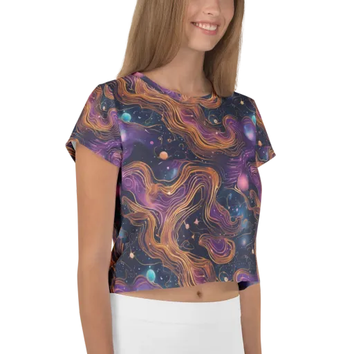 Orbiting Velvet on a Crop Tee