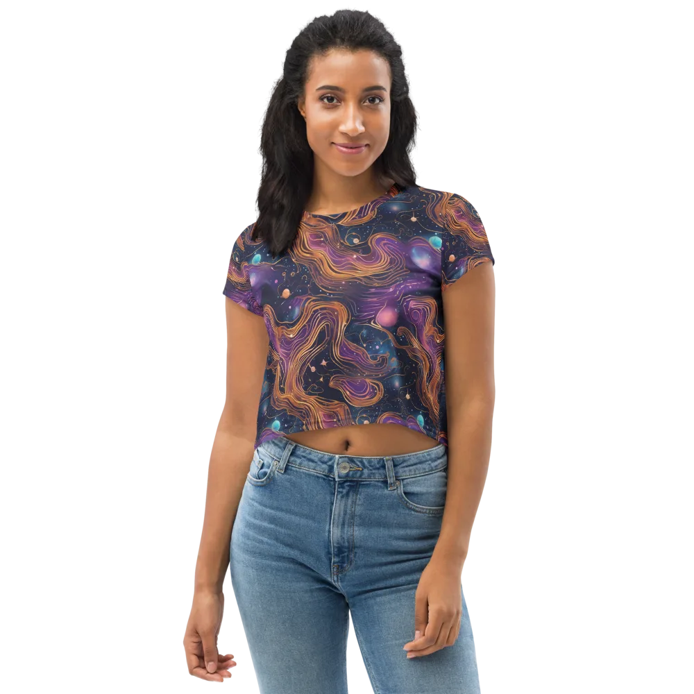 Orbiting Velvet on Crop Tee — Front