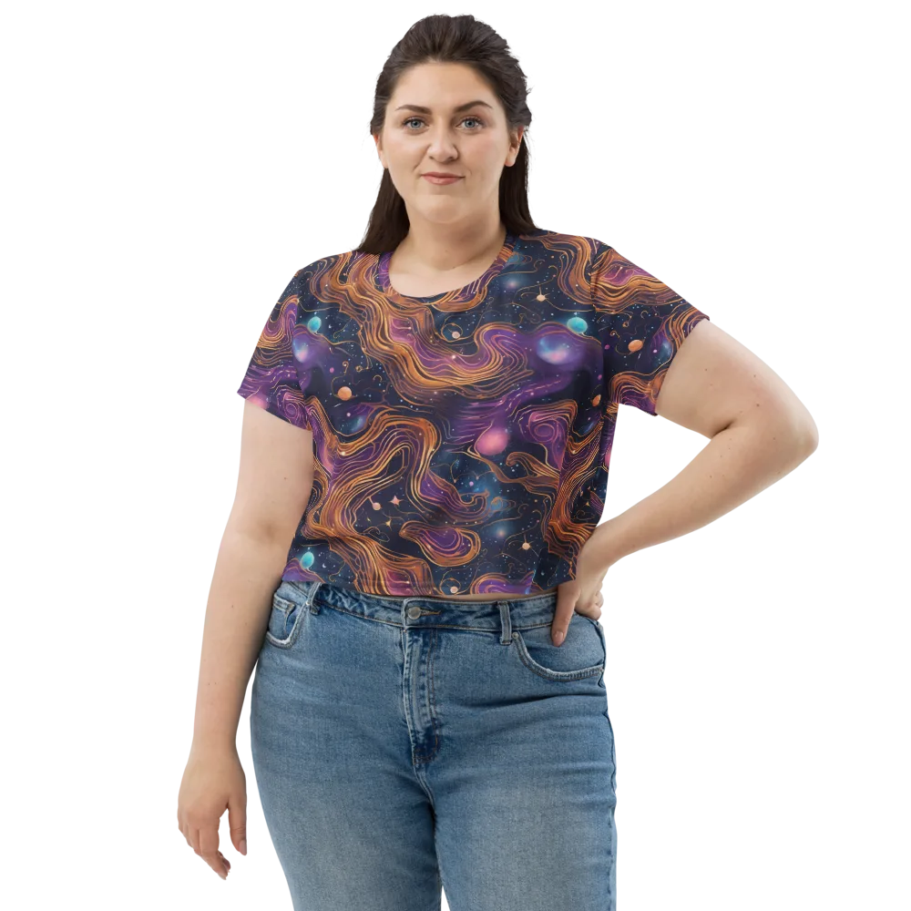 Orbiting Velvet on Crop Tee — Front