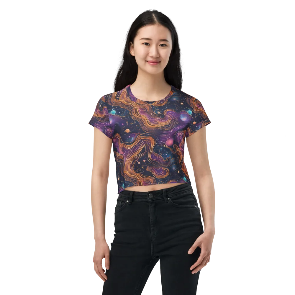 Orbiting Velvet on Crop Tee — Front