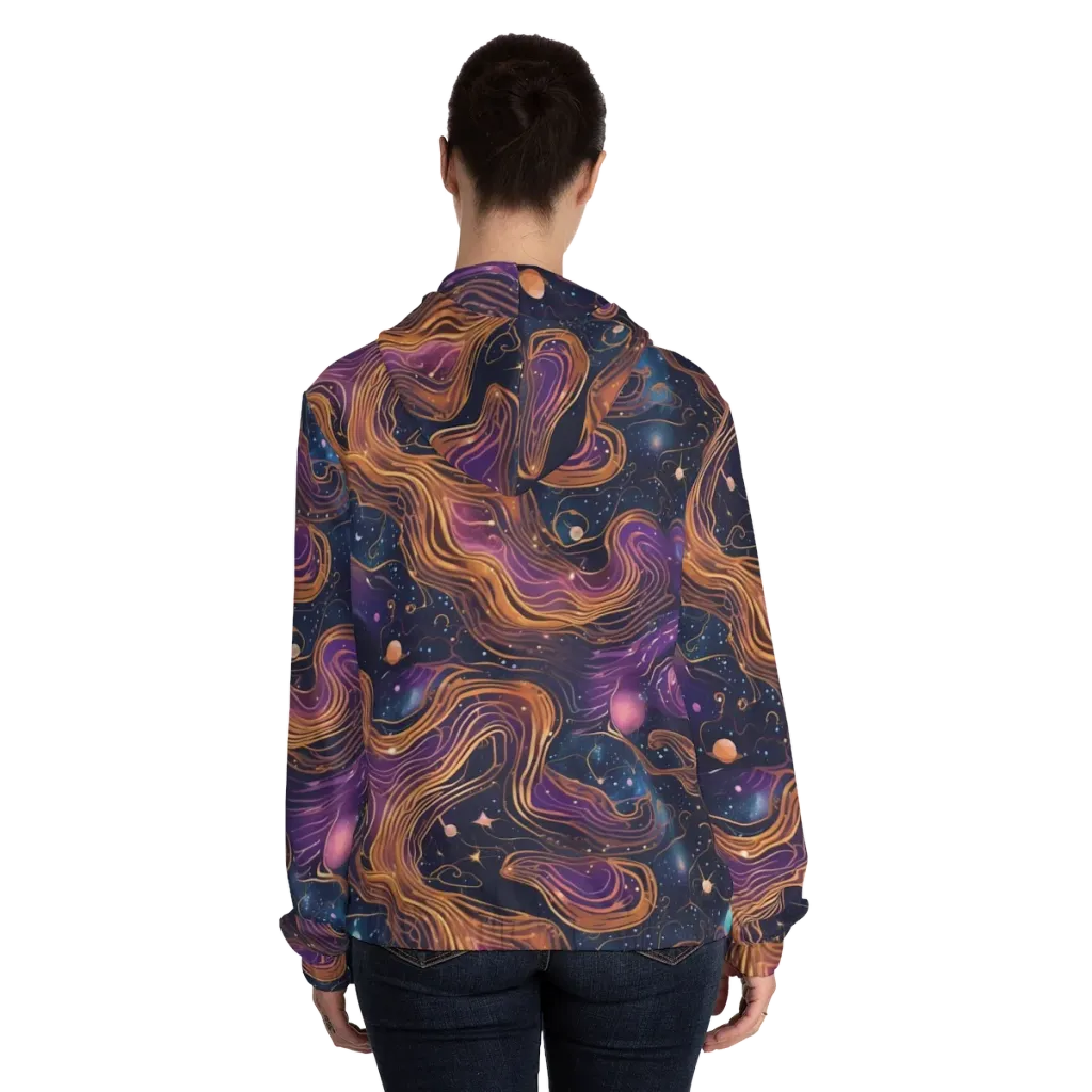 Orbiting Velvet on Women's Full-Zip Hoodie — Back On Person