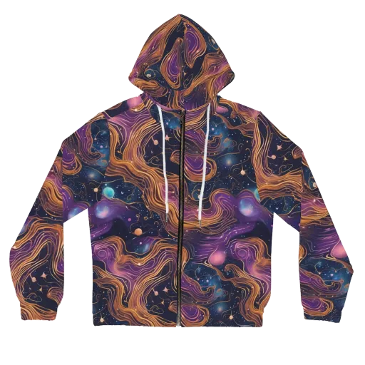 Orbiting Velvet on a Women's Full-Zip Hoodie