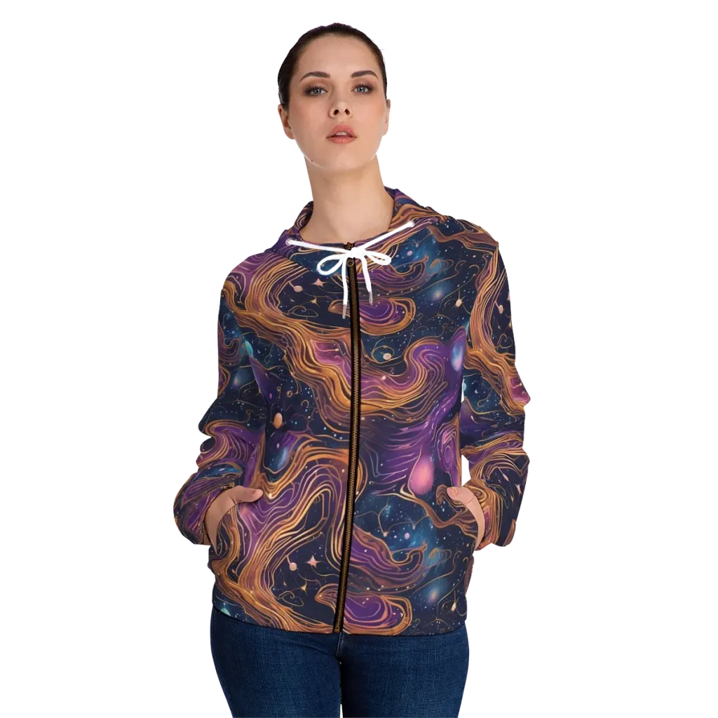 Orbiting Velvet on Women's Full-Zip Hoodie — Front On Person
