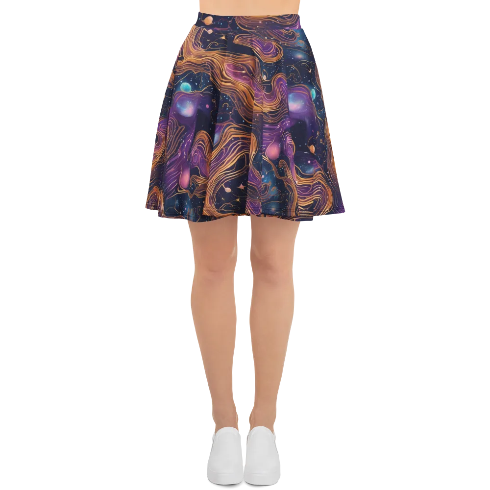 Orbiting Velvet on Skater Skirt — Front