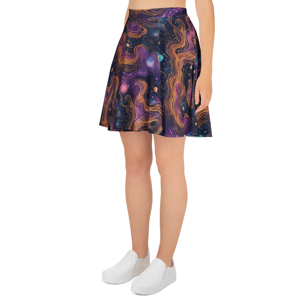 Orbiting Velvet on Skater Skirt — Left