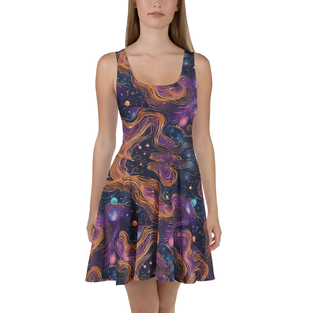 Orbiting Velvet on Skater Dress — Front