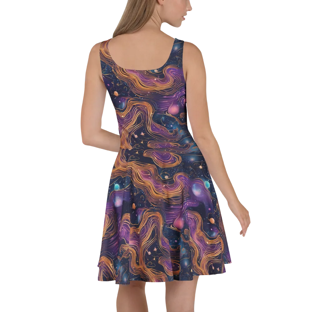 Orbiting Velvet on Skater Dress — Back