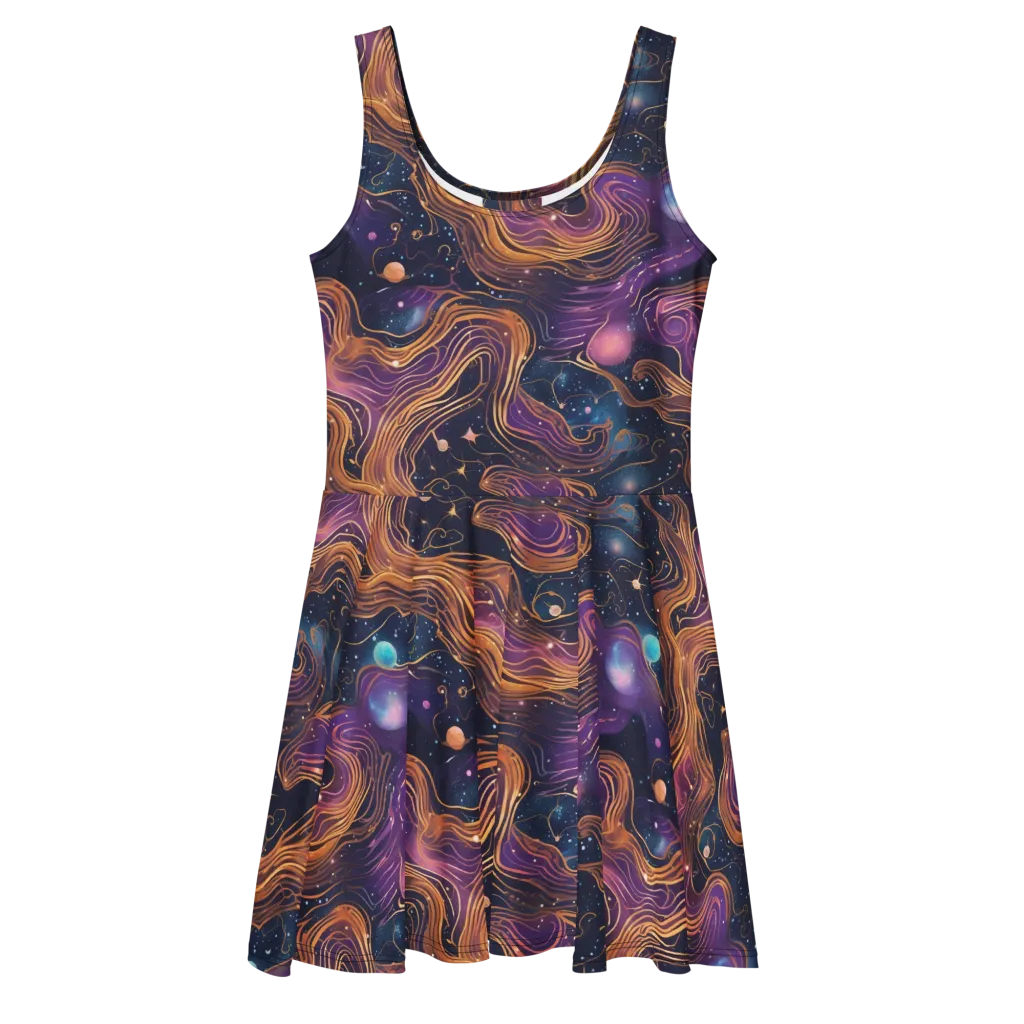 Orbiting Velvet on Skater Dress — Front