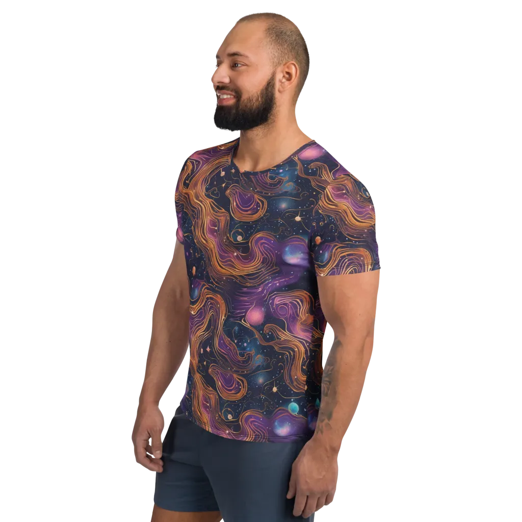Orbiting Velvet on Men's Athletic T-Shirt — Left