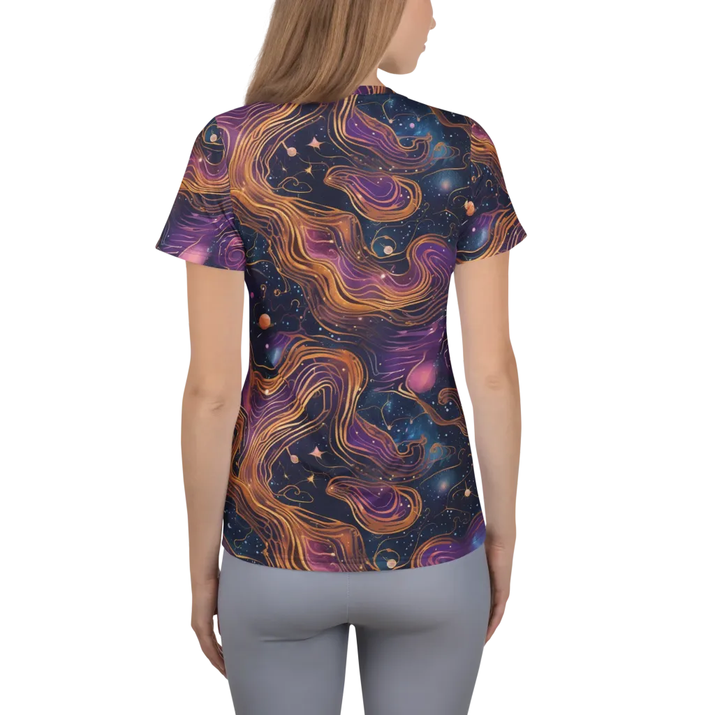Orbiting Velvet on Women's Athletic T-Shirt — Back