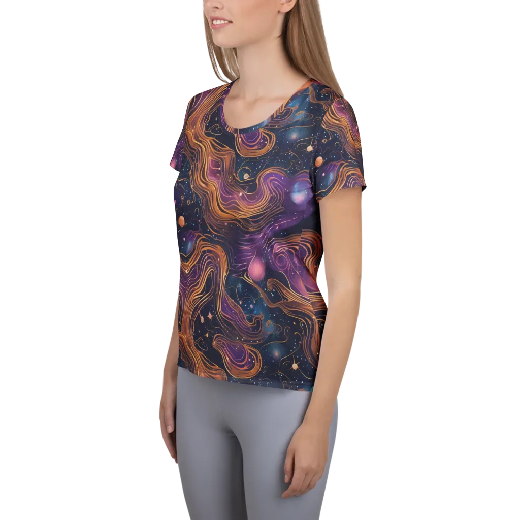 Orbiting Velvet on Women's Athletic T-Shirt — Left