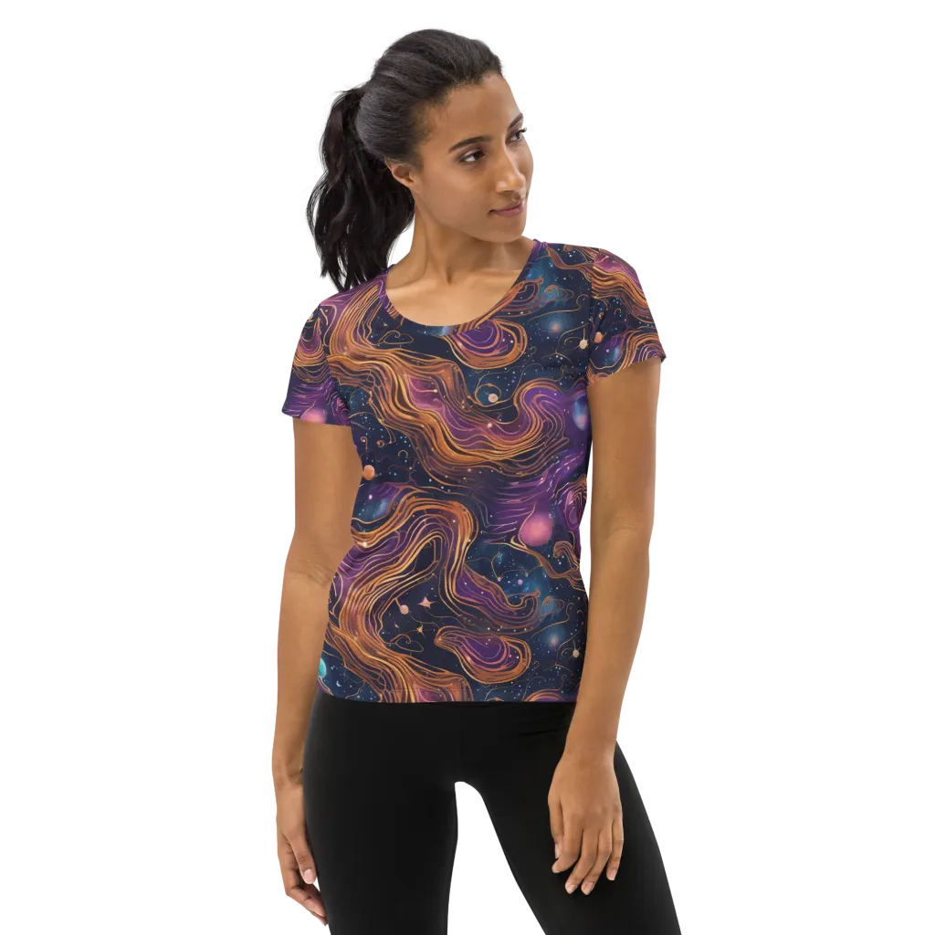 Orbiting Velvet on Women's Athletic T-Shirt — Front