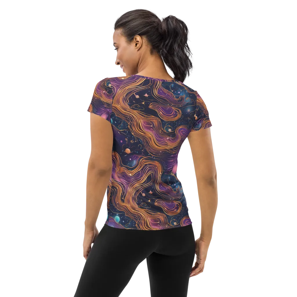 Orbiting Velvet on Women's Athletic T-Shirt — Back