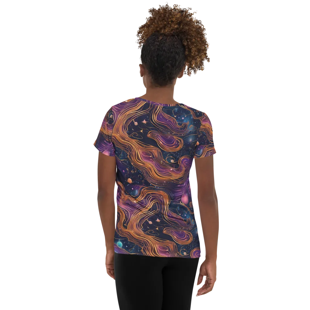 Orbiting Velvet on Women's Athletic T-Shirt — Back