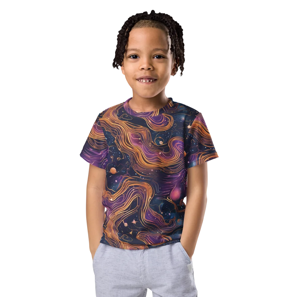 Orbiting Velvet on Kids Crew Neck T-Shirt — Front