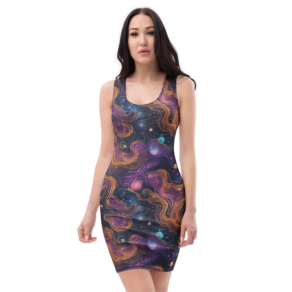 Orbiting Velvet on Bodycon Dress — Front
