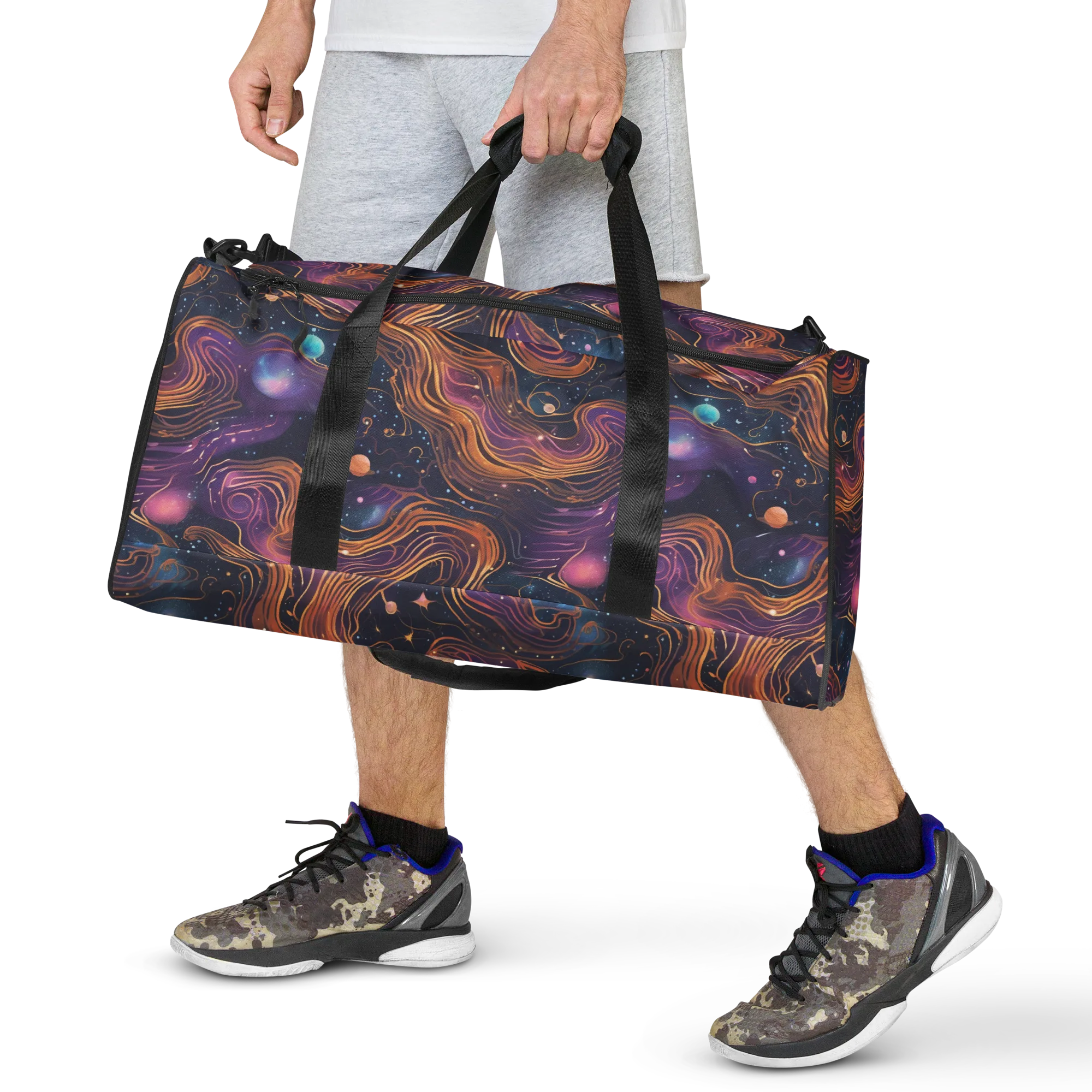 Orbiting Velvet on Duffle Bag — Front
