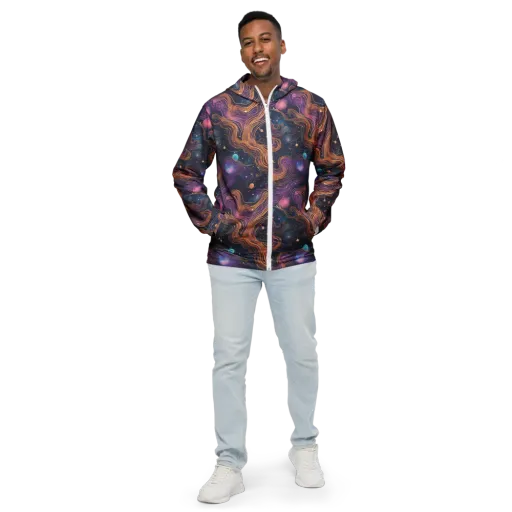Orbiting Velvet on a Men's Windbreaker