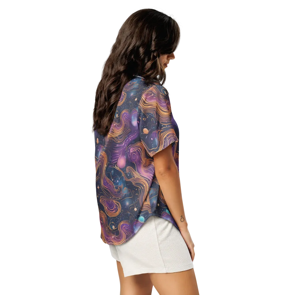 Orbiting Velvet on Women's Short Sleeve Pajama Top — Right Back