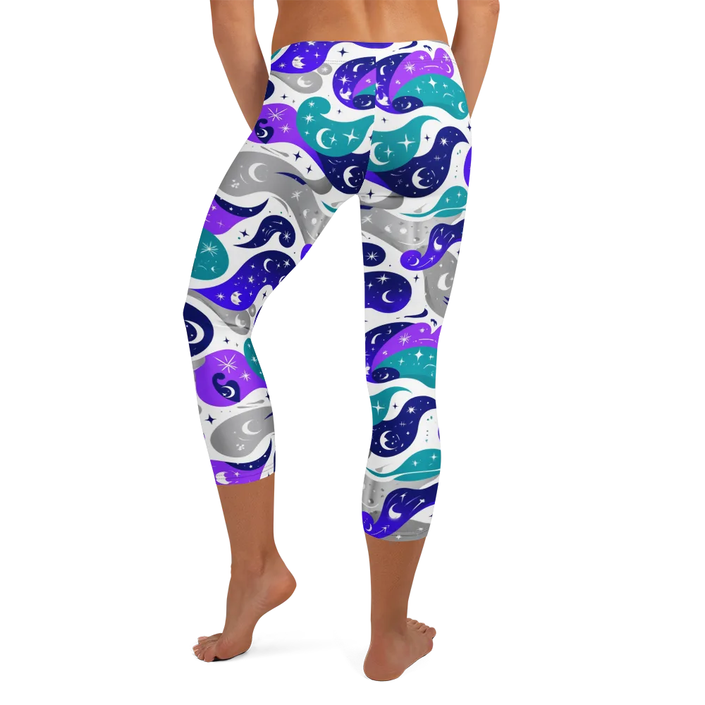 Astral Paisley on Capri Leggings — Back