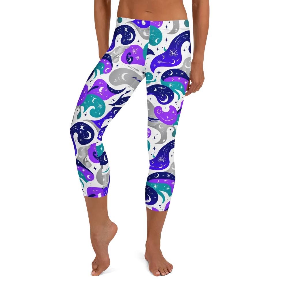 Astral Paisley on Capri Leggings — Front