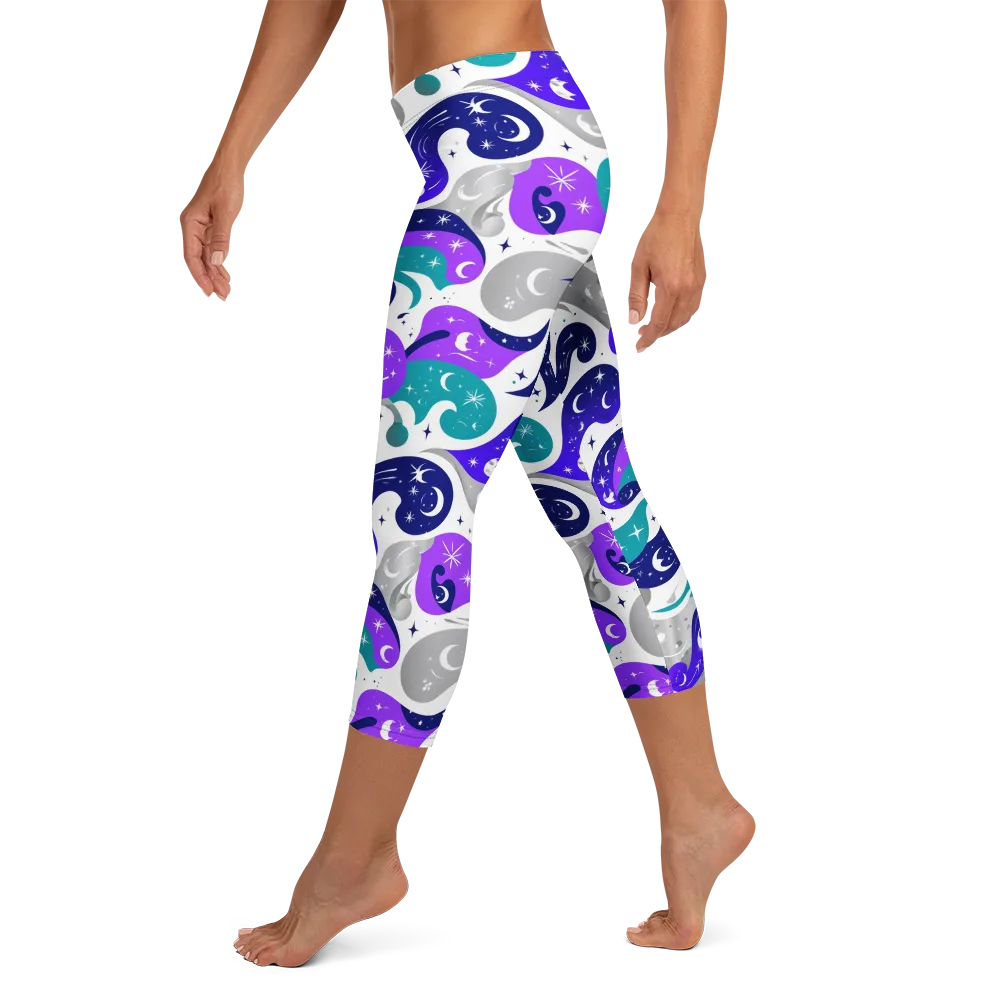 Astral Paisley on Capri Leggings — Left