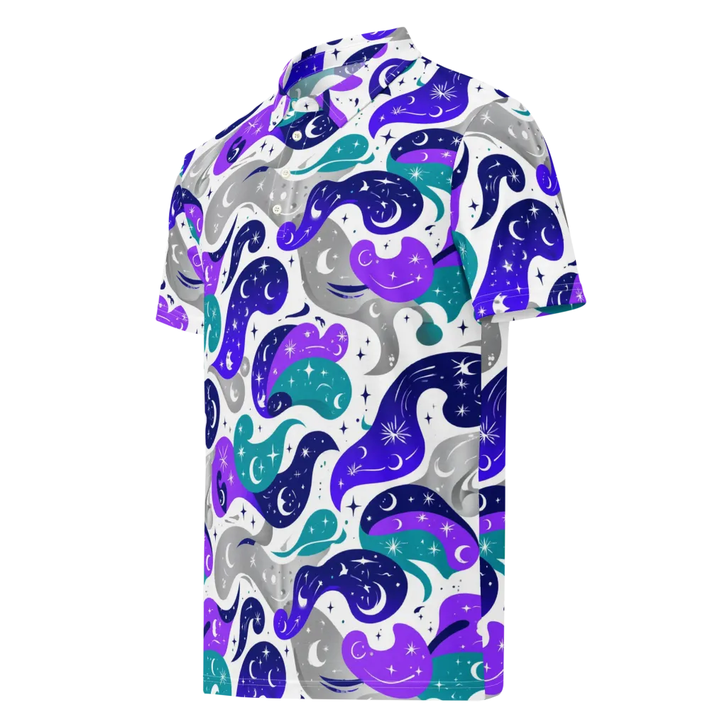 Astral Paisley on Men's Slim Fit Polo Shirt — Left Front