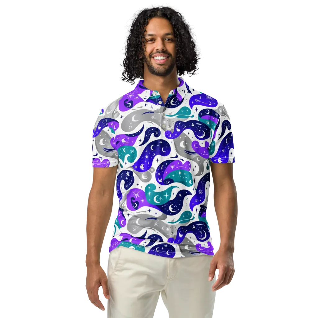 Astral Paisley on Men's Slim Fit Polo Shirt — Front