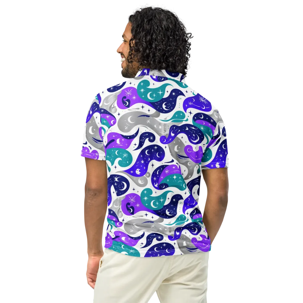 Astral Paisley on Men's Slim Fit Polo Shirt — Back