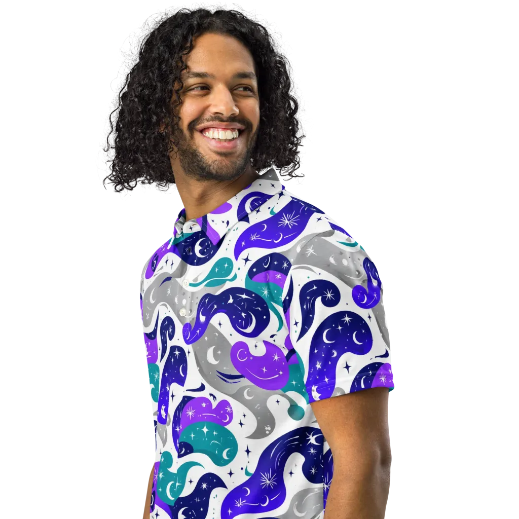 Astral Paisley on Men's Slim Fit Polo Shirt — Left Front
