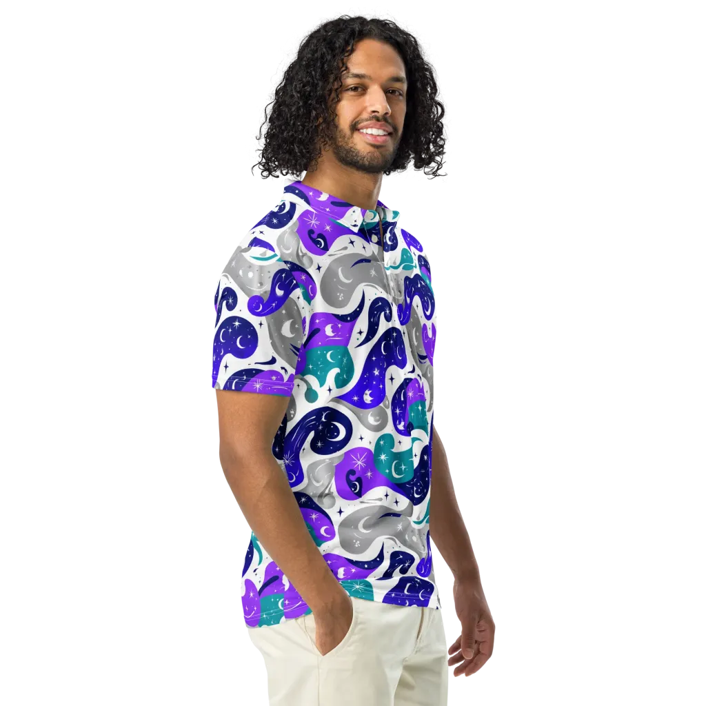 Astral Paisley on Men's Slim Fit Polo Shirt — Right Front