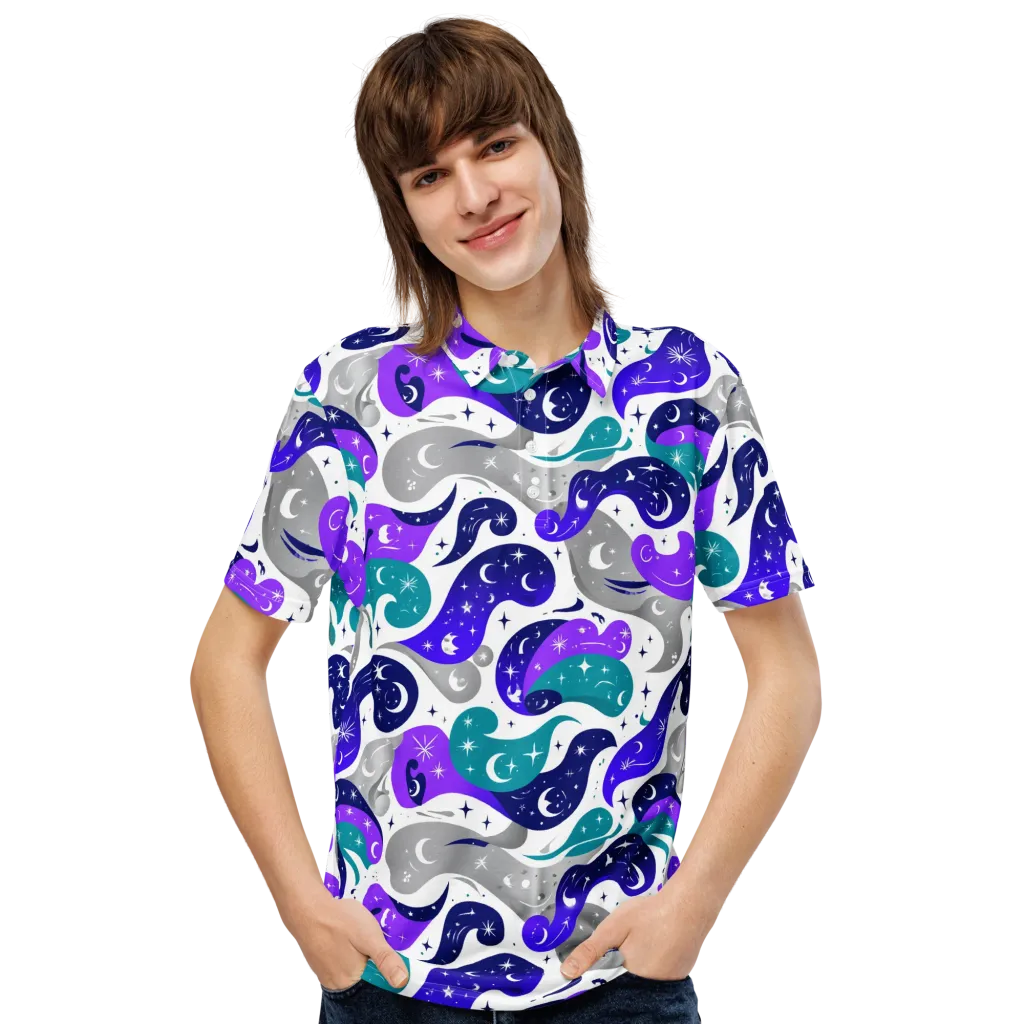 Astral Paisley on Men's Slim Fit Polo Shirt — Front