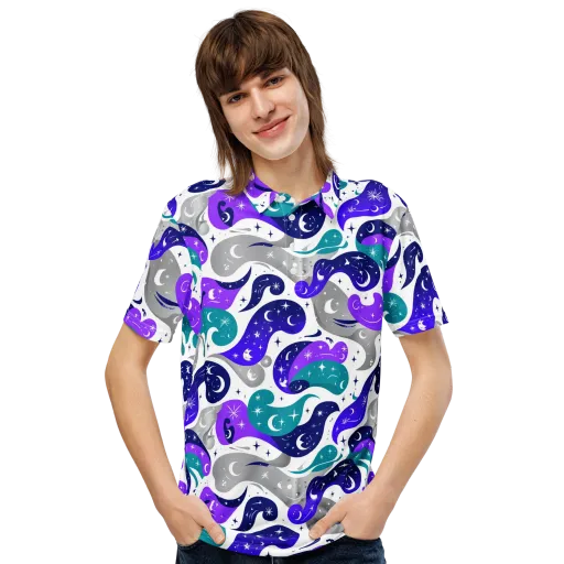 Astral Paisley on a Men's Slim Fit Polo Shirt
