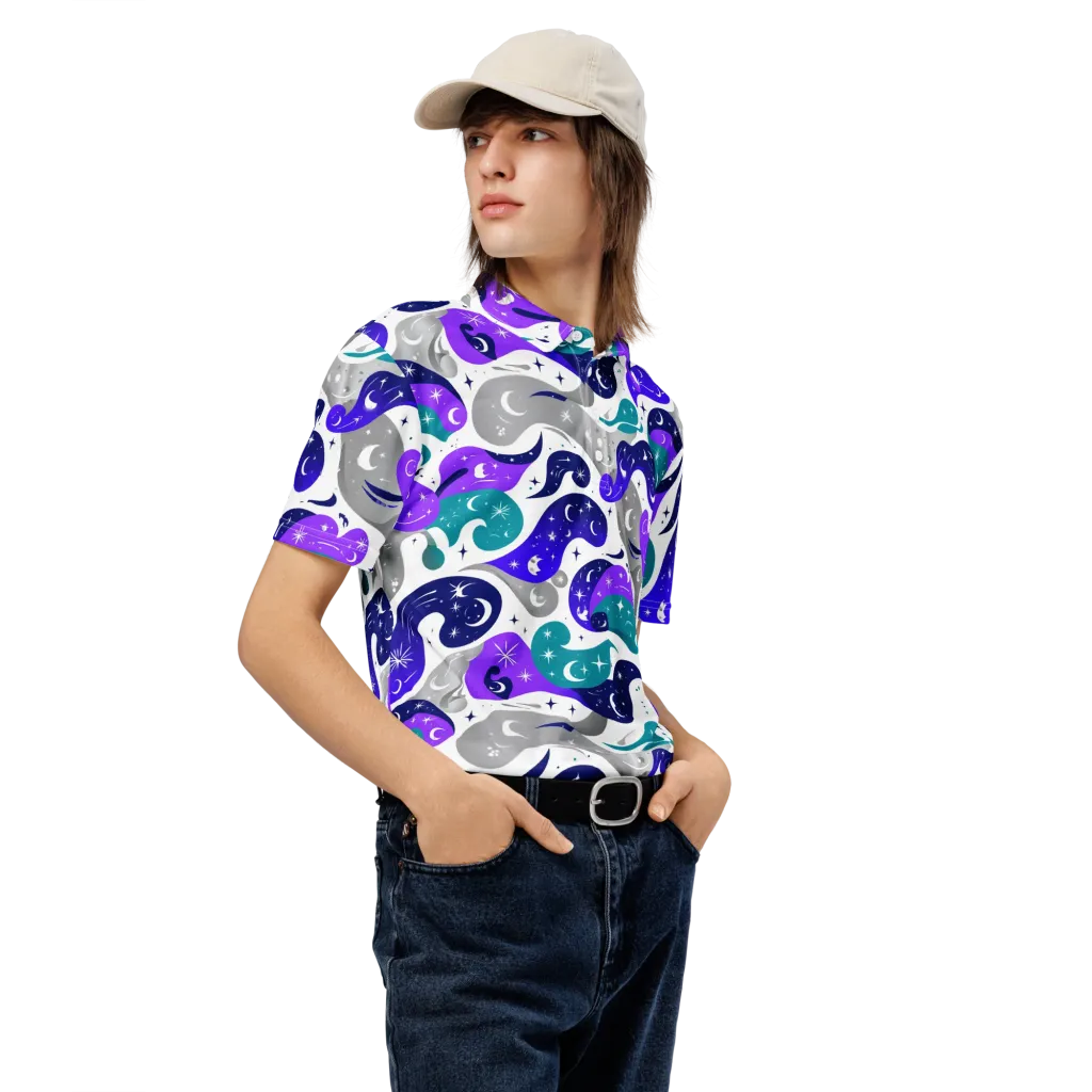Astral Paisley on Men's Slim Fit Polo Shirt — Right Front
