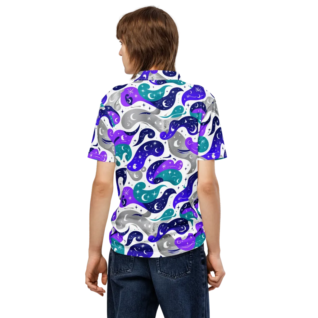 Astral Paisley on Men's Slim Fit Polo Shirt — Back
