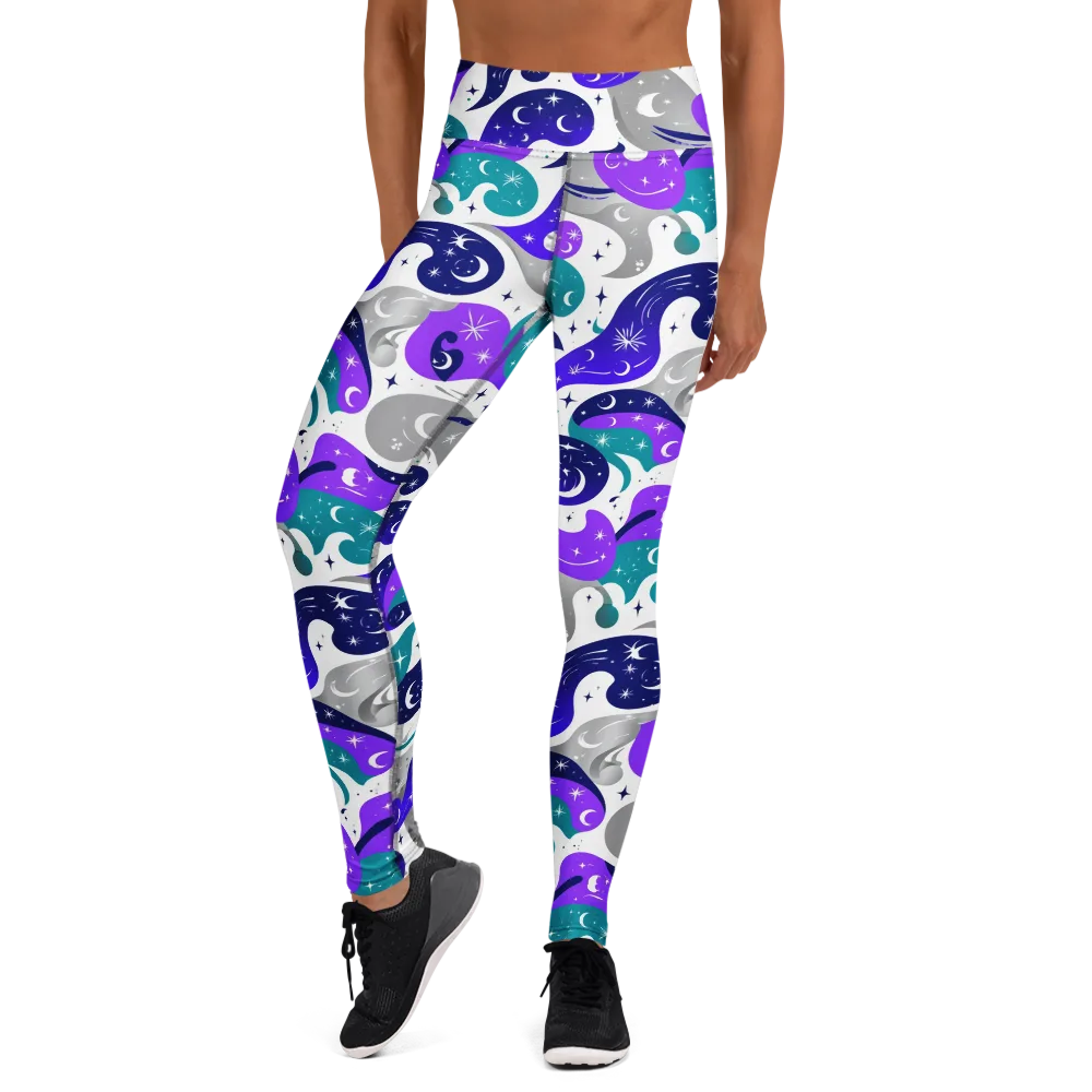Astral Paisley on Yoga Leggings — Front