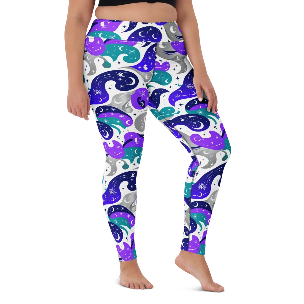 Astral Paisley on Yoga Leggings — Front