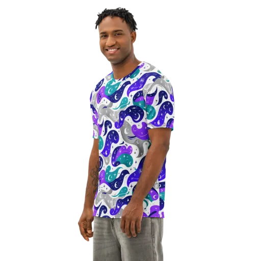 Astral Paisley on a Men's Cotton Crew Neck T-Shirt
