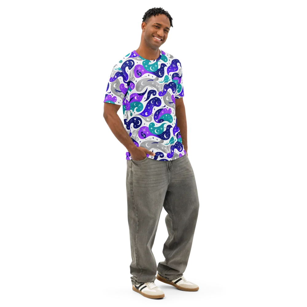 Astral Paisley on Men's Cotton Crew Neck T-Shirt — Right Front