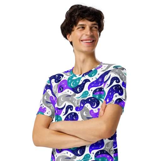 Astral Paisley on a Men's Crew Neck T-Shirt