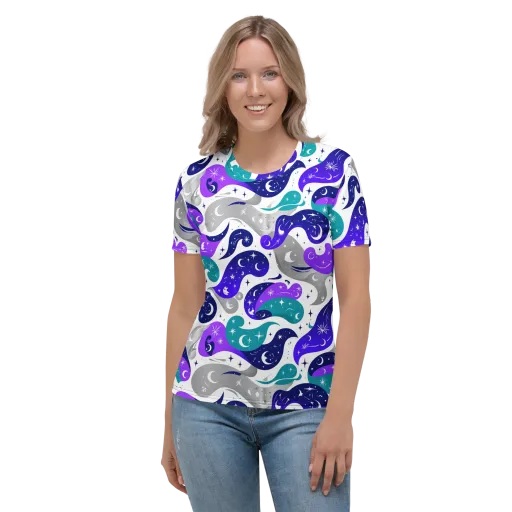 Astral Paisley on a Women's Crew Neck T-Shirt